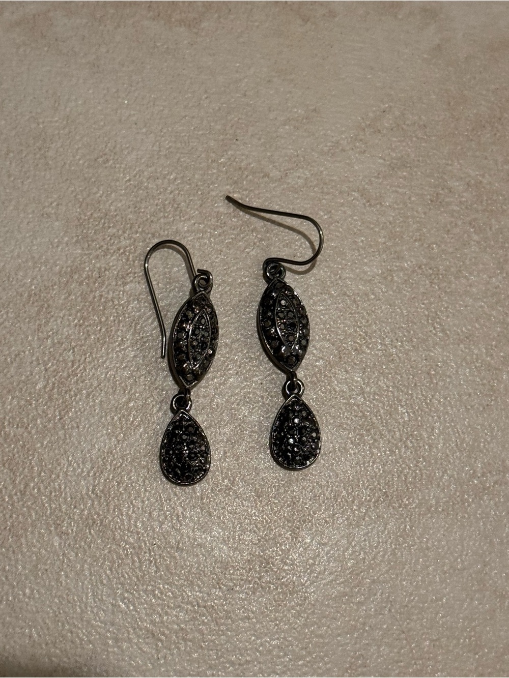 Black Pave Drop Dangle Earrings